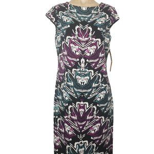 ILE New York Colorful Kaleidescope Size 8 Purple Teal Shift Dress